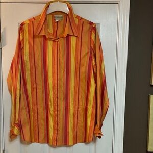 Coldwater Creek Multicolor Striped Women’s Silk Shirt XXL
